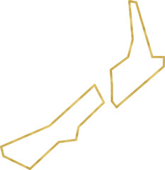 New Zealand Country Map Gold Silhouette Line Art