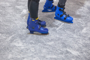 Blue ice skates detail