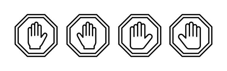 Obraz premium Stop icon vector for web and mobile app. stop road sign. hand stop sign and symbol. Do not enter stop red sign with hand