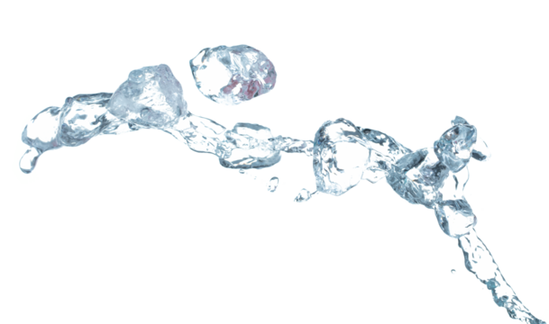 Ice Cubes explosion flying, crystal clear ice wave floating, fall down in air. Ice Brick block cube is frozen water healthy thirsty. White background Isolated high speed shutter, freeze stop motion - Powered by Adobe