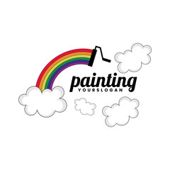 painting rainbow logo design