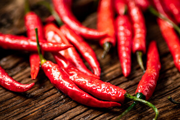 Chili peppers on the table. 