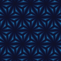 Fractal Kaleidoscope in Blue Background