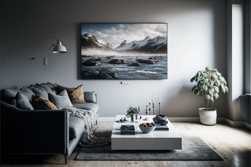 Modern living room interior . Generative AI