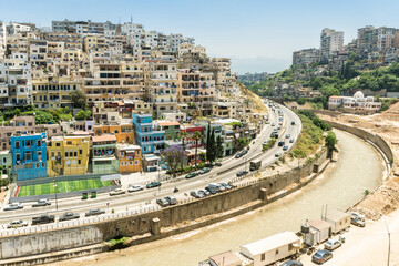Cluster of buildings in a densely populated residential area on a small hill, Tripoli, Lebanon