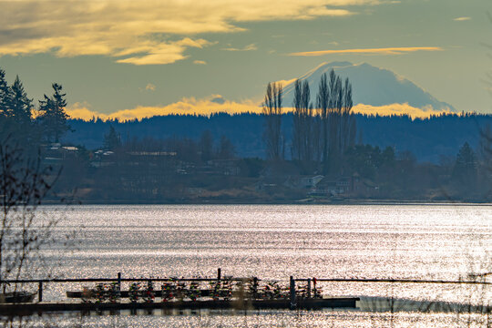 Mount Rainier Looms Above Tulalip Washington