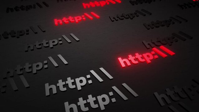 Http symbol sign on black background 3d render. Hypertext transfer protocol secure web 3