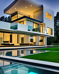 dream home architecture of a luxury modern and classic design house, generative ai