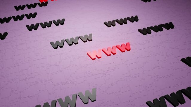 WWW symbols sign on purple background 3d render. Hypertext transfer protocol secure web 3