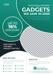 Modern Information Technology Flyer, Gadget Leaflet, Poster Design Template