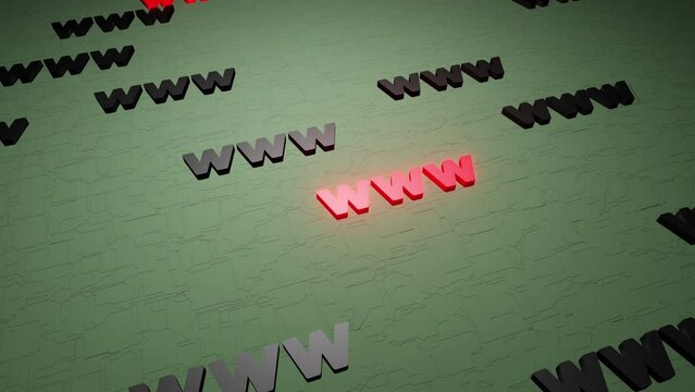 WWW symbols sign on green background 3d render. Hypertext transfer protocol secure web 3