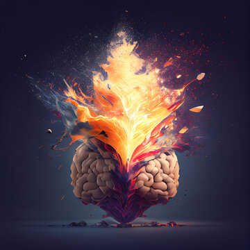 Concept art of a human brain exploding with knowledge and creativity. generative ai
