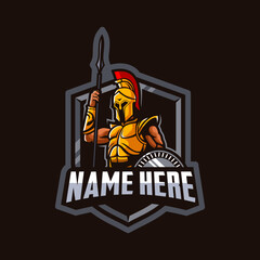 Spartan knight warrior character mascot logo