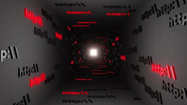 Http symbol sign in black tunnel background 3d render. Hypertext transfer protocol secure web 3