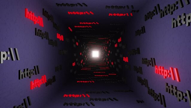 Http symbol sign in blue tunnel background 3d render. Hypertext transfer protocol secure web 3