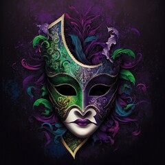 illustration of multicolored carnival mask, image generated by AI