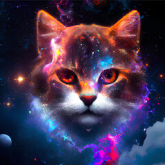 beautiful nebula cat art abstract colourful water