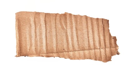  One ripped piece of cardboard material over isolated white background