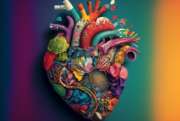 Colorful Artistic human heart - Generative AI