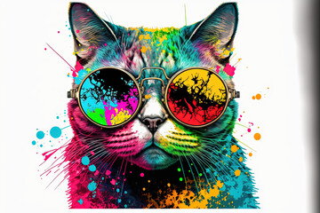 colorful cat drawing