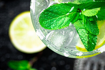 Margarita with mint and lime leaves. 