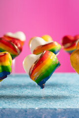 Diversity sweets, rainbow colored studio shots