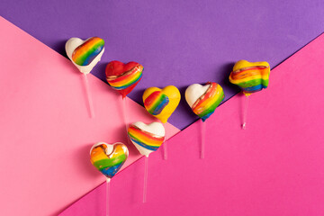 Diversity sweets, rainbow colored studio shots