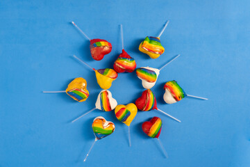 Diversity sweets, rainbow colored studio shots