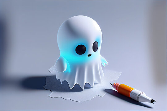 Draw a three-dimensional ghost with a pencil.