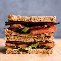 BLT Sandwich on cutting board