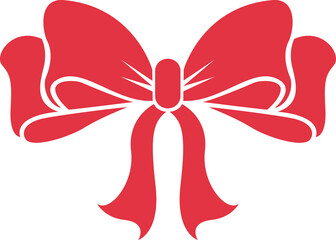 Red bow ribbons silhouettes icon isolated
