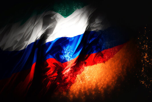russian Flag, bokeh background, generative ai