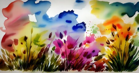abstract colorful watercolor paint background, illustration, Generative AI