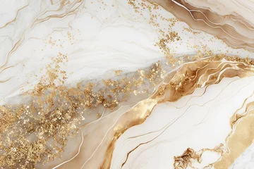 Crédence de cuisine en verre imprimé Marbre Natural White and Gold marble texture for skin tile wallpaper luxurious background. Creative Stone ceramic art wall interiors design. Generative AI