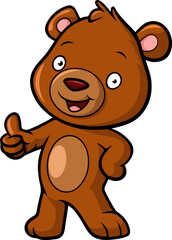 Cute bear cartoon giving thumb up