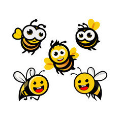 Little cute bees vector iconic graphic