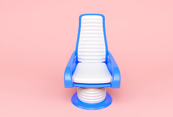 Capitan Pilot Chair 3d illustration minimal rendering on Pink background