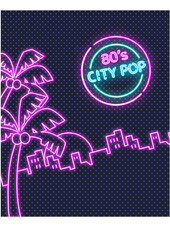  80年代シティポップネオンサイン背景素材アイコン修正済