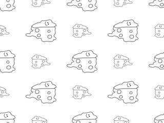 Cheese cartoon character seamless pattern on white background