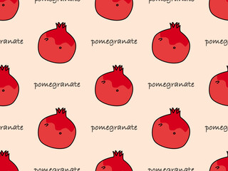 Pomegranate cartoon character seamless pattern on orange background