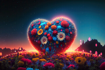 Obraz na płótnie Canvas Valentine's Heart Garden Abstract, Generative AI