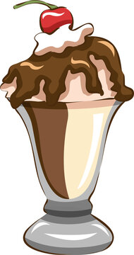sundae with cherry and chocolate sauce clip art preview