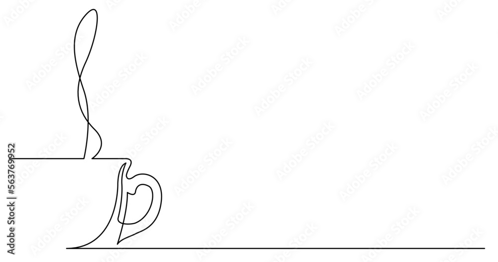 Wall mural continuous line drawing vector illustration with fully editable stroke of coffee cup silhouette with