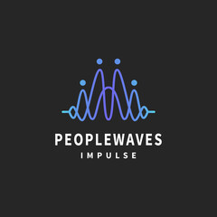 people waves impulse logo design illustration