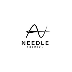 simple initial letter N use thread and needle for tailor fashion