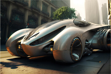Futuristic car vehicle exotic super car Generative AI illustrations