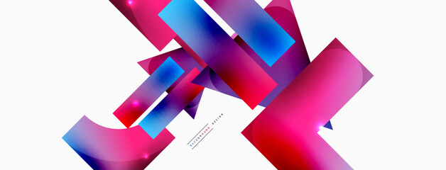 Dynamic composition, shiny geometric shapes abstract background. Trendy techno business template for wallpaper, banner, background or landing