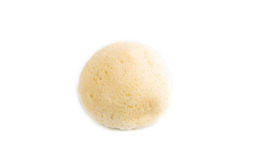 Japanese rice sweet buns mochi filled with jam isolated on white. side view.