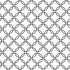 Naklejka premium Interlocking circles White and Black pattern. Seamless background tile. Repeating geometric monochrome tiles. Concentric black circles