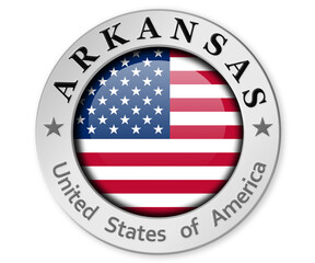 Silver badge with Arkansas and USA flag